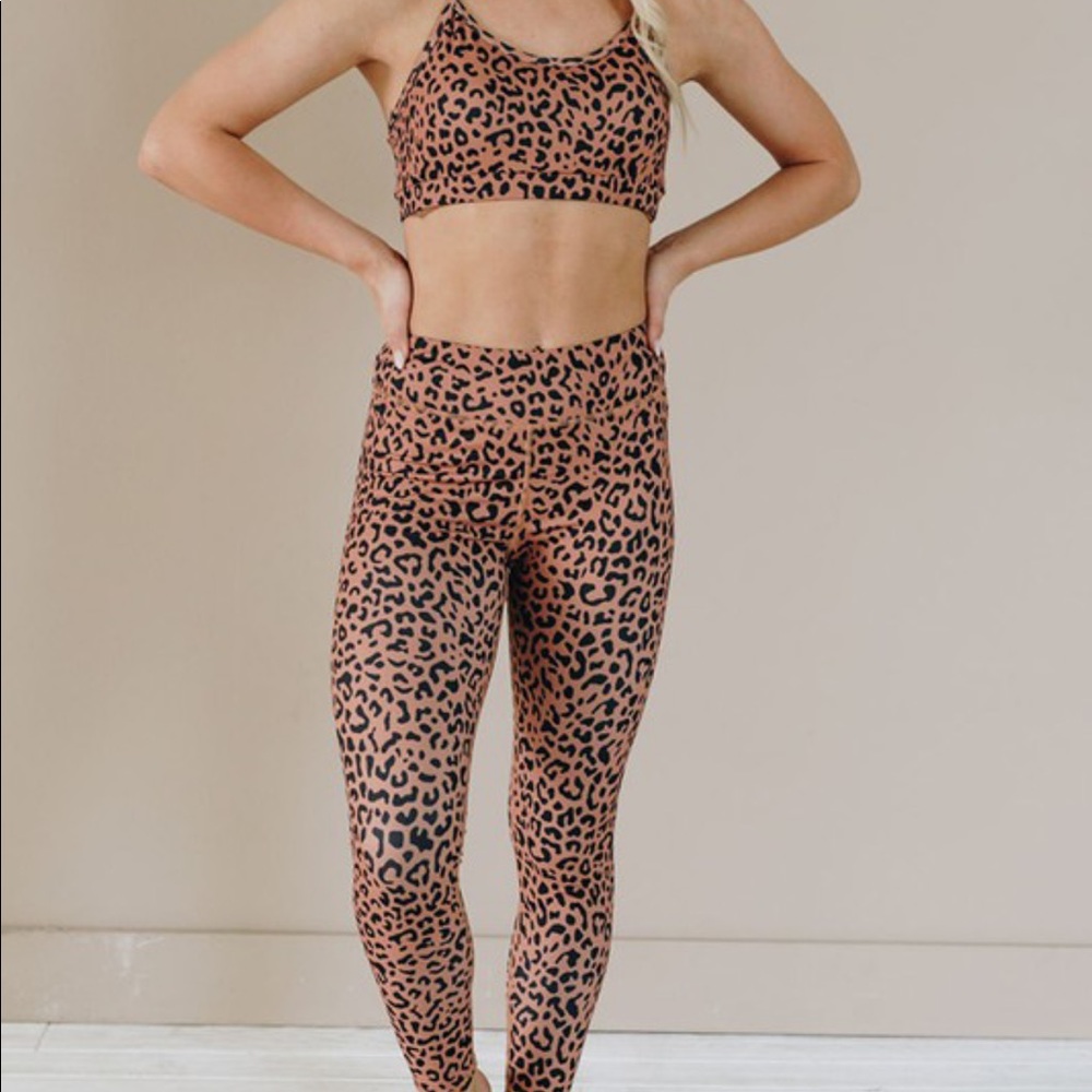 Leopard sports bra and legging set